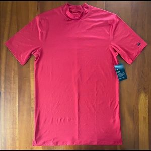 Nike TW Tiger Woods Red Mock Neck Golf Shirt Small